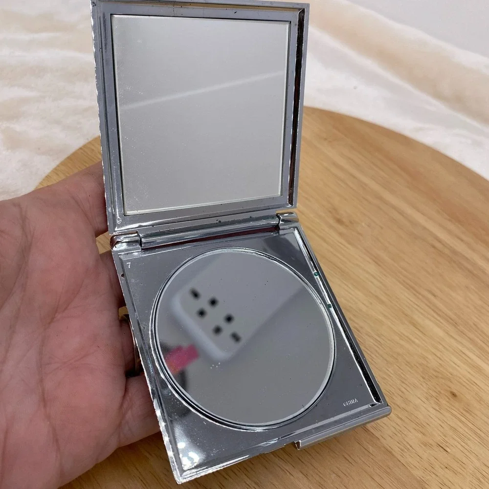 Vintage Mary Kay Compact Double Mirror Silver Tone Square Collectible Vanity